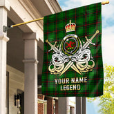 Custom Name Clan Primrose (Fife) Tartan Garden Flag with Clan Crest and the Golden Sword of Courageous Legacy PQ36